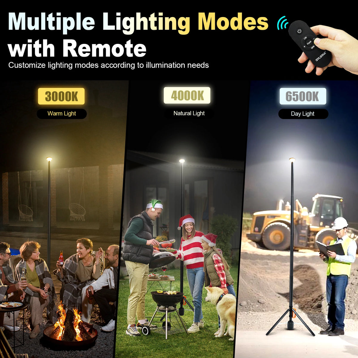 Rechargeable 360 Degree Telescopic LED Work Light With Remote Control