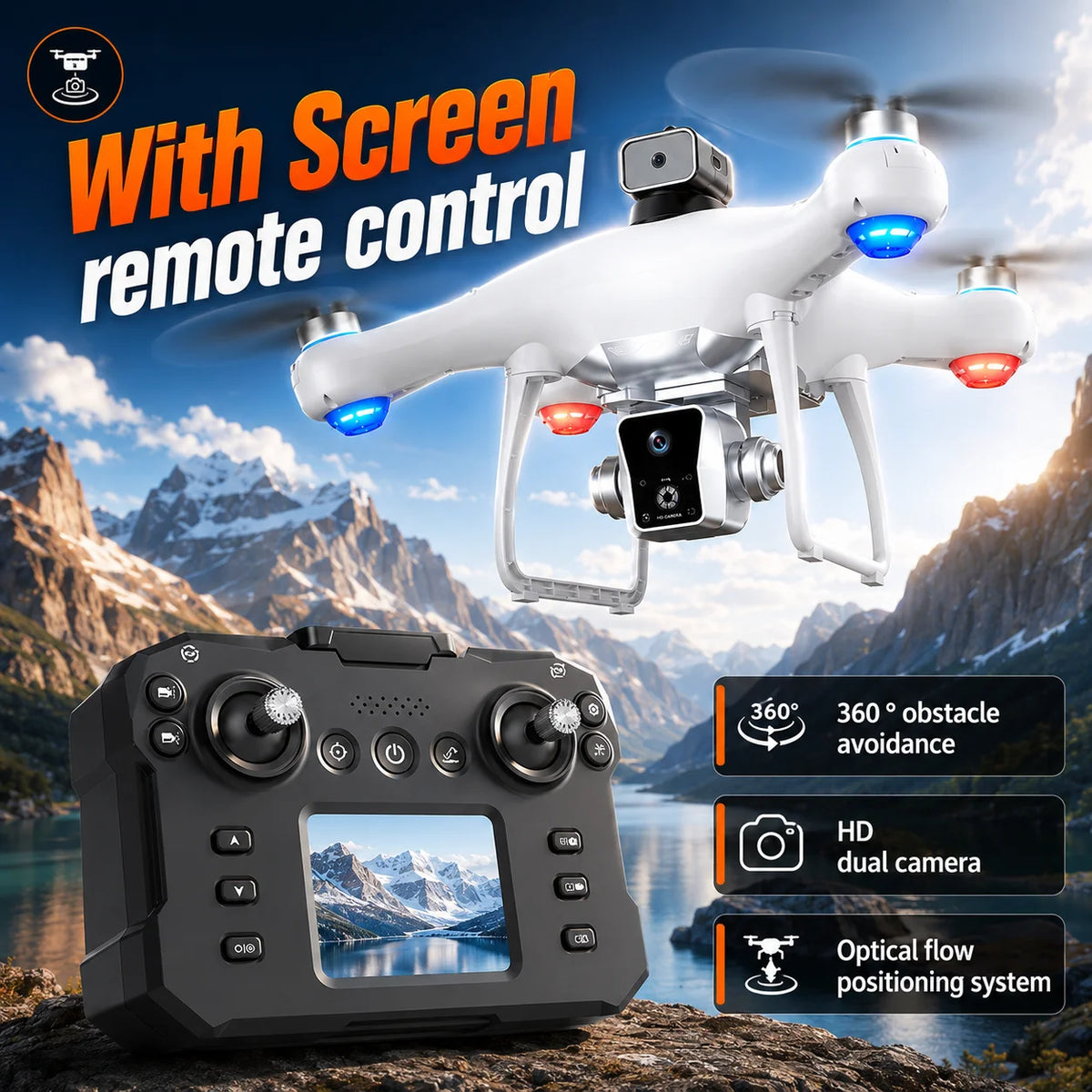 ZNLYRION Brushless Drone With Screen Remote And Obstacle Avoidance