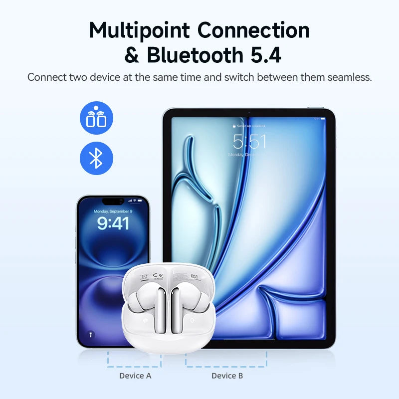 QCY Melobuds N50 ANC Wireless Earphone 4 Modes Active Noise Cancellation Headset AI Clear Call Earbuds Bluetooth 5.4 Headphone
