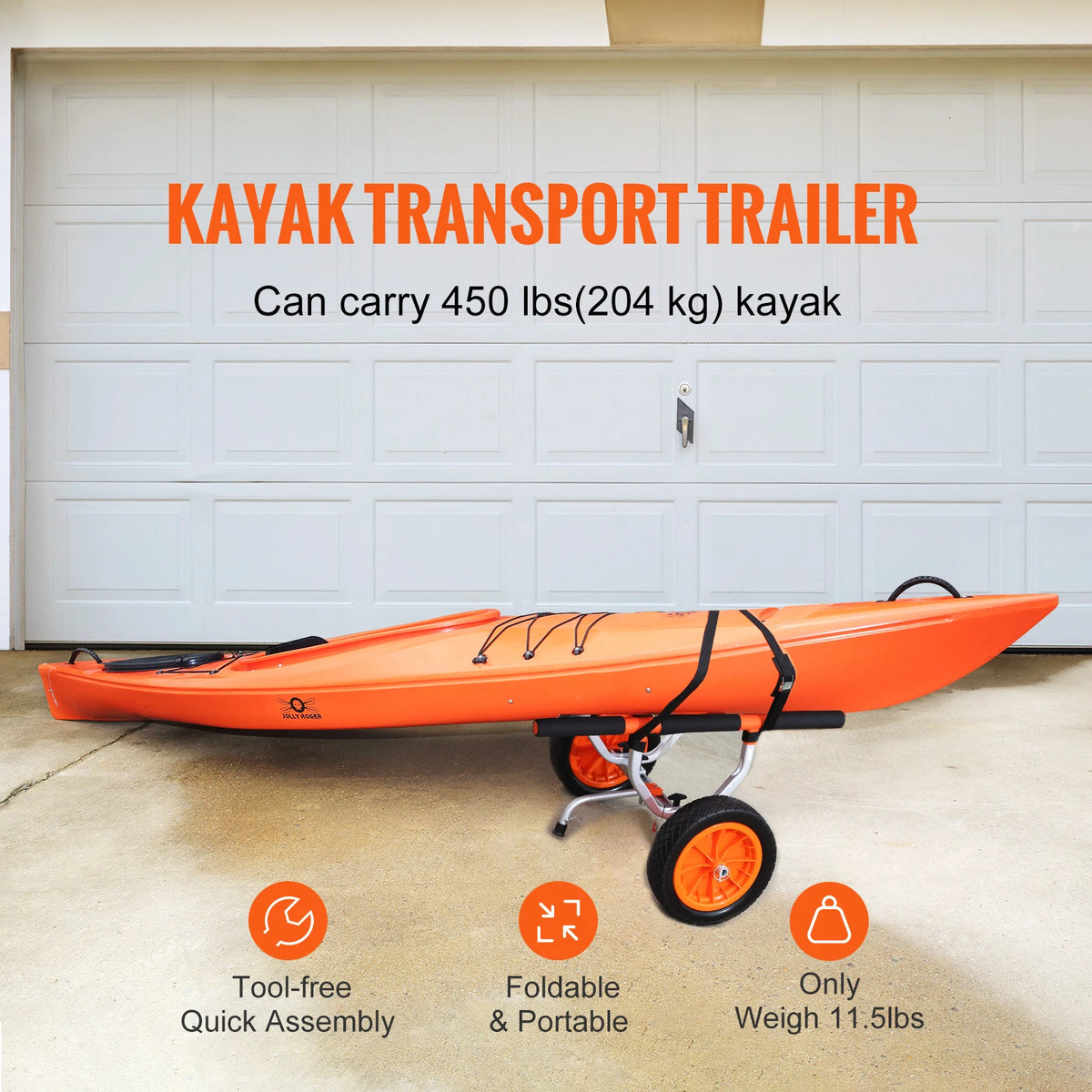 SucceBuy Detachable Kayak Cart With Adjustable Width For Canoes