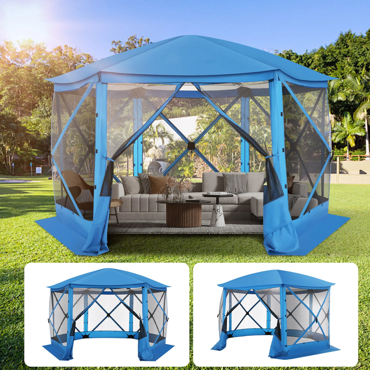 COBIZI Premium Pop Up Gazebo Screen Tent With Removable Roof For Camping