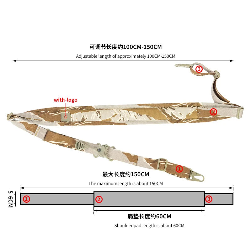 Tactical Modular Rifle Sling Removable Two Point One Point Padded Strap