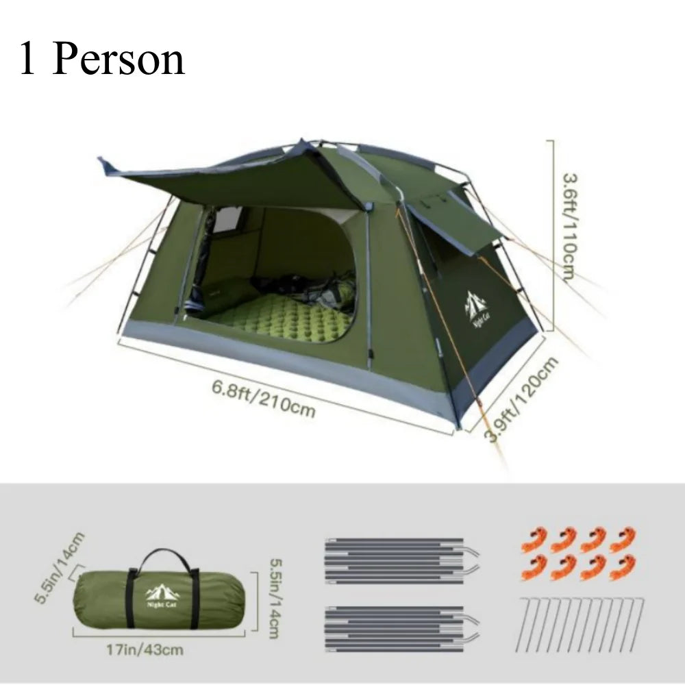 Night Cat Portable Waterproof Camping Tent With Quick Setup
