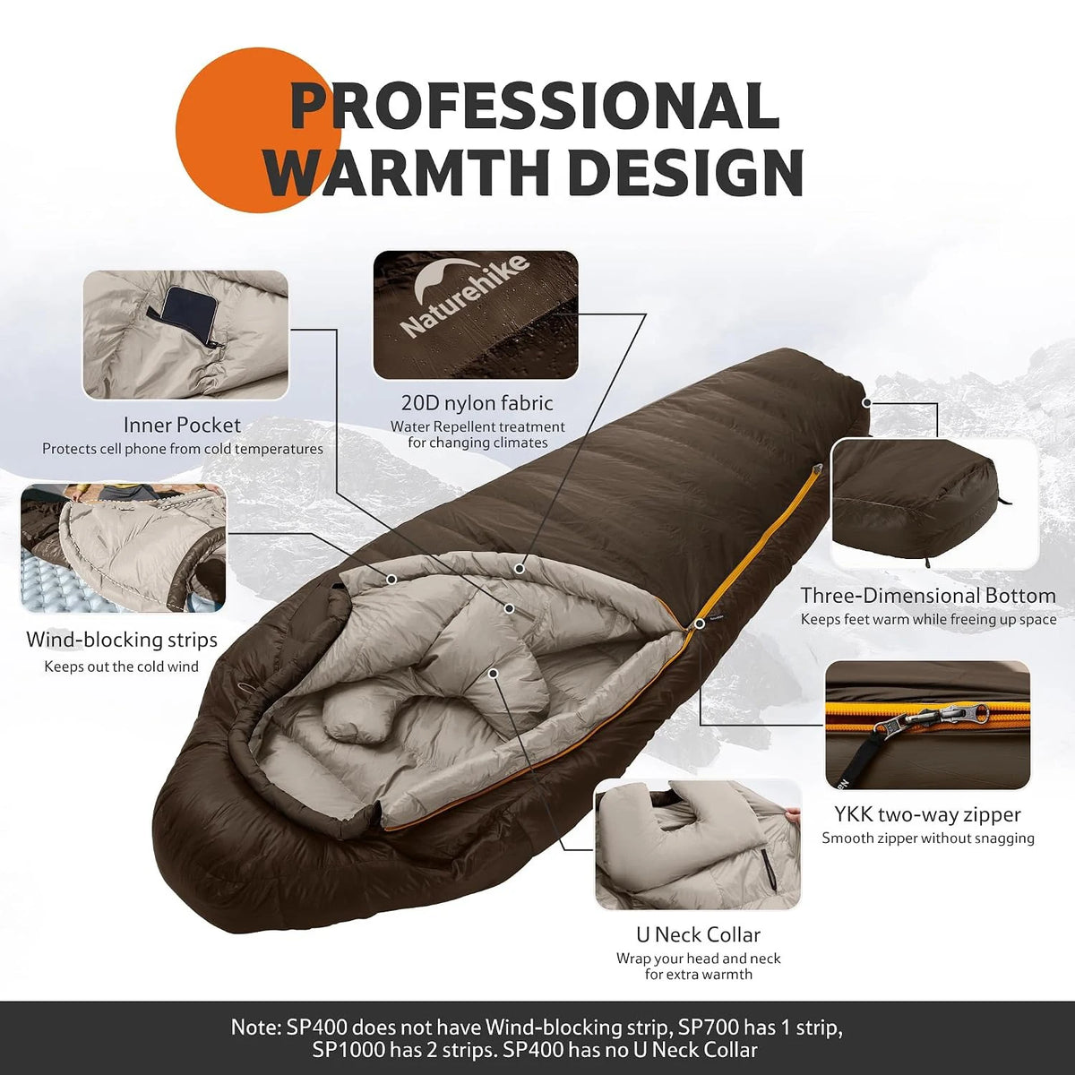 Naturehike Ultralight Duck Down Mummy Sleeping Bag For Camping