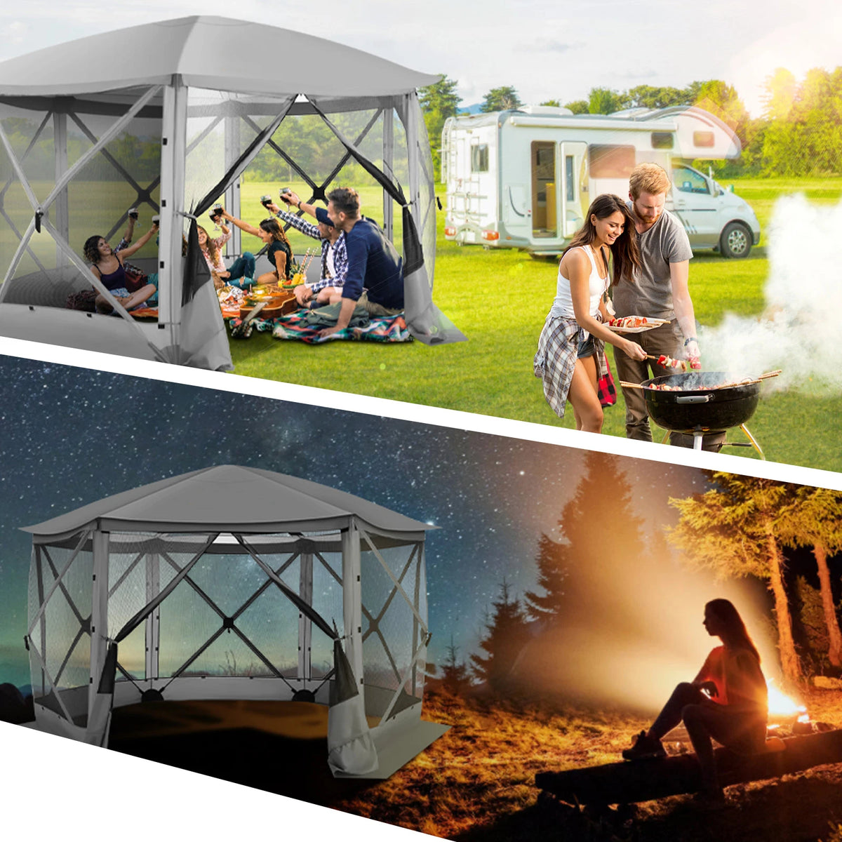 COBIZI Premium Pop Up Gazebo Screen Tent With Removable Roof For Camping