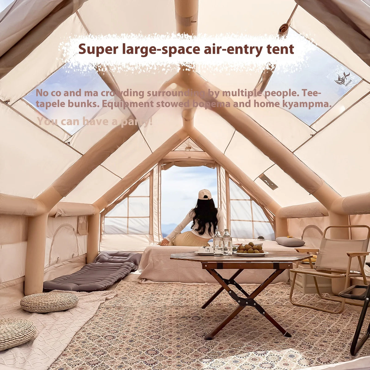 Luxury Inflatable Family Camping Tent With Stove Plug