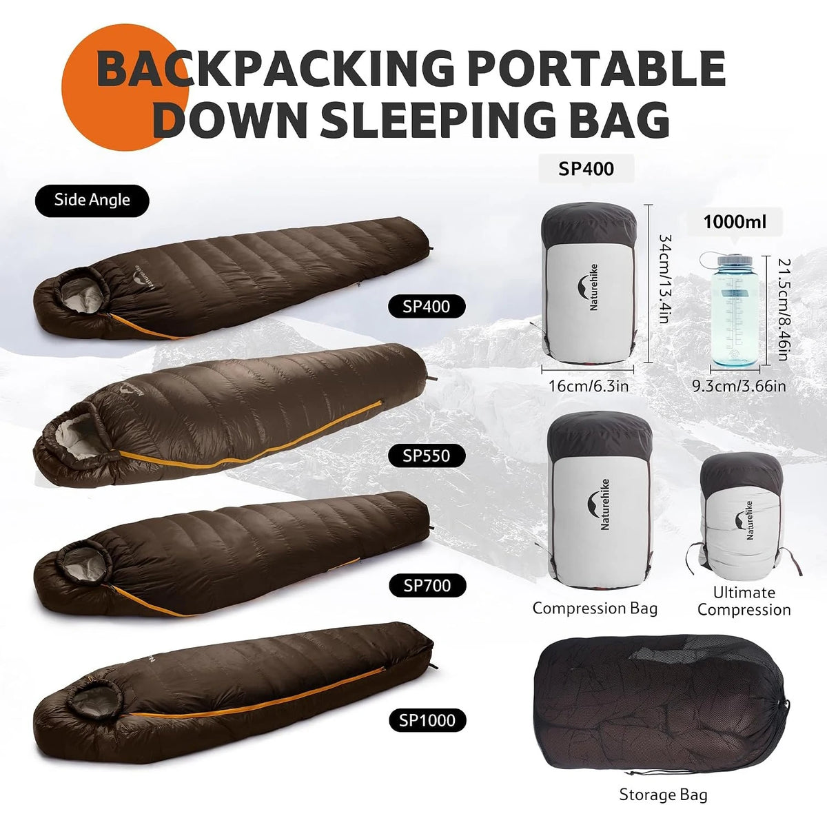 Naturehike Snowbird Duck Down Mummy Sleeping Bag For Camping