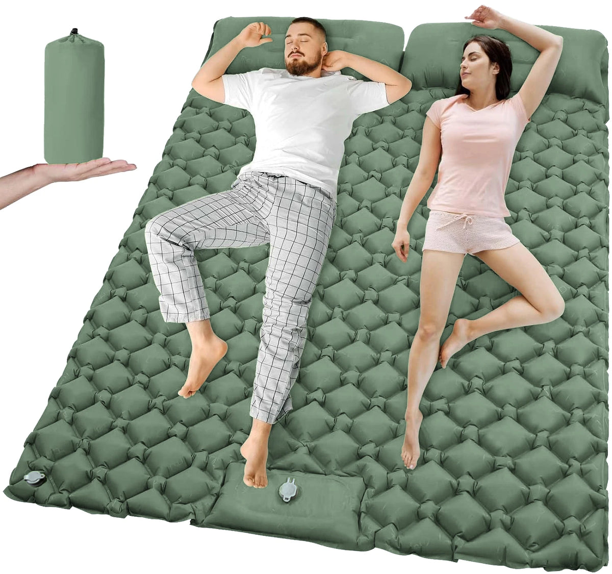 Outdoor Camping Double Inflatable Mattress With Built In Pump