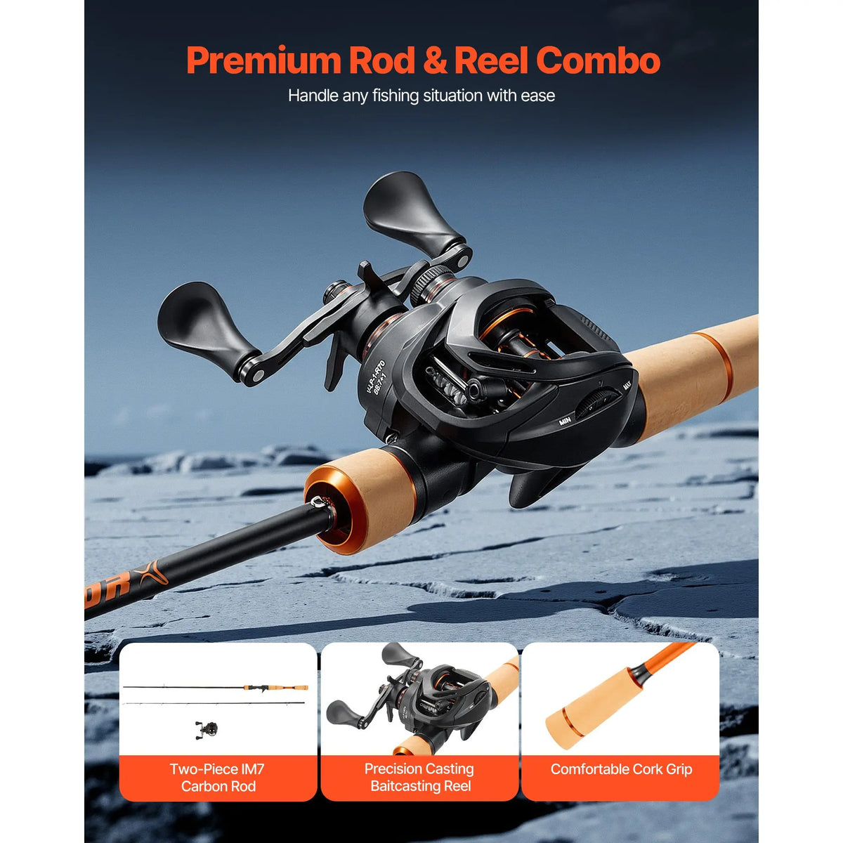 Superlight IM7 Carbon Baitcasting Rod And Reel Combo For Bass Fishing
