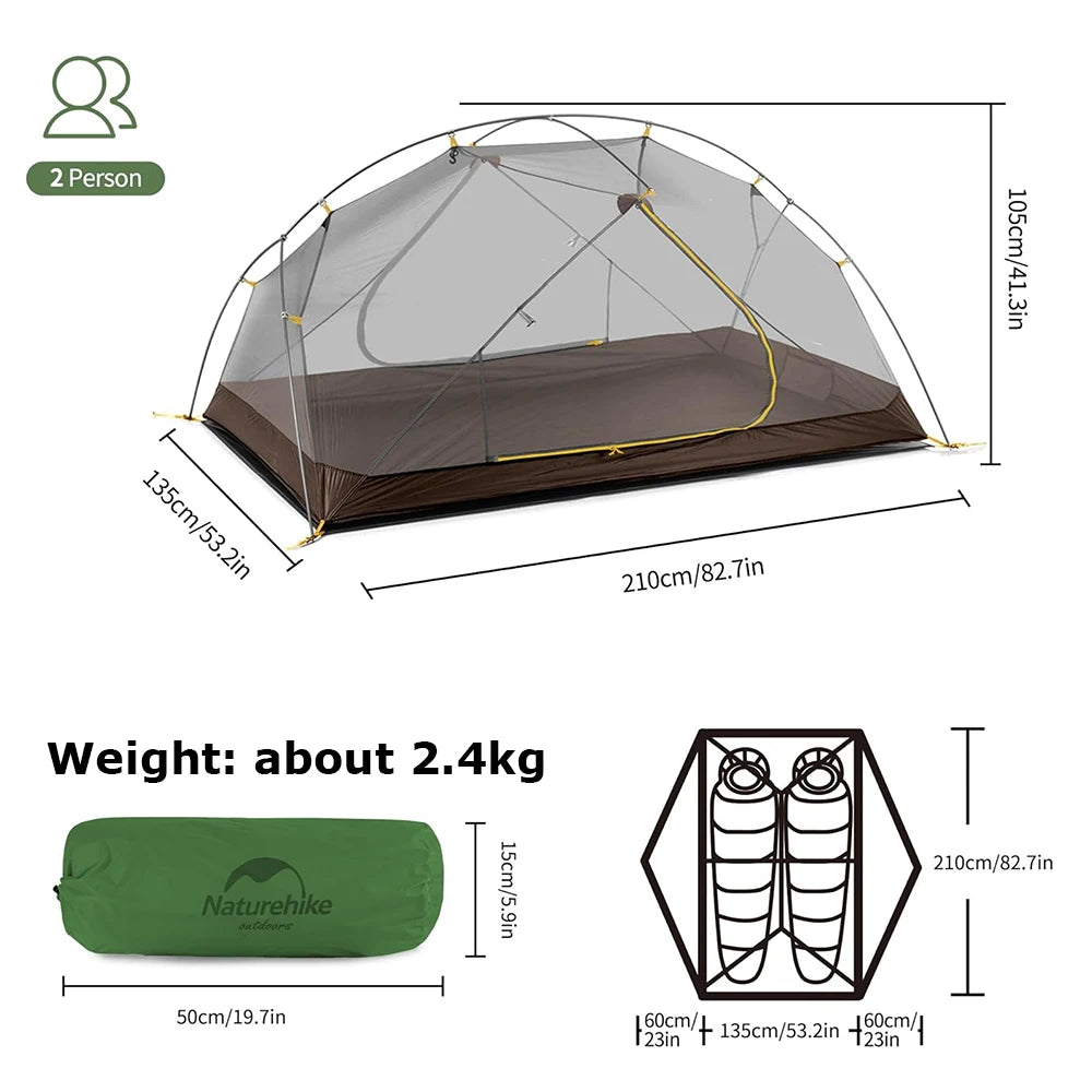 Naturehike Mongar Backpacking Tent Waterproof Ultralight Camping Shelter