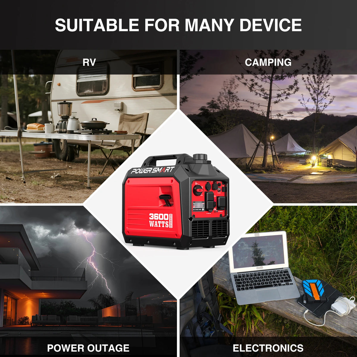 Powersmart 3600 Watt Portable Generator Ultra Quiet RV Home Camping Backup