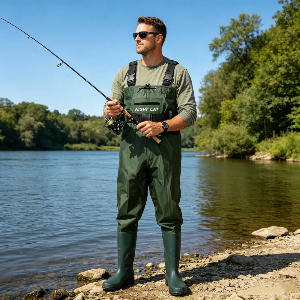 Night Cat Waterproof Breathable Chest Waders With Boots and Belt