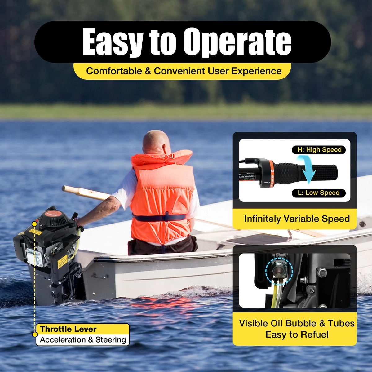 4HP Four Stroke Outboard Motor with CDI Manual Start for Small Boats