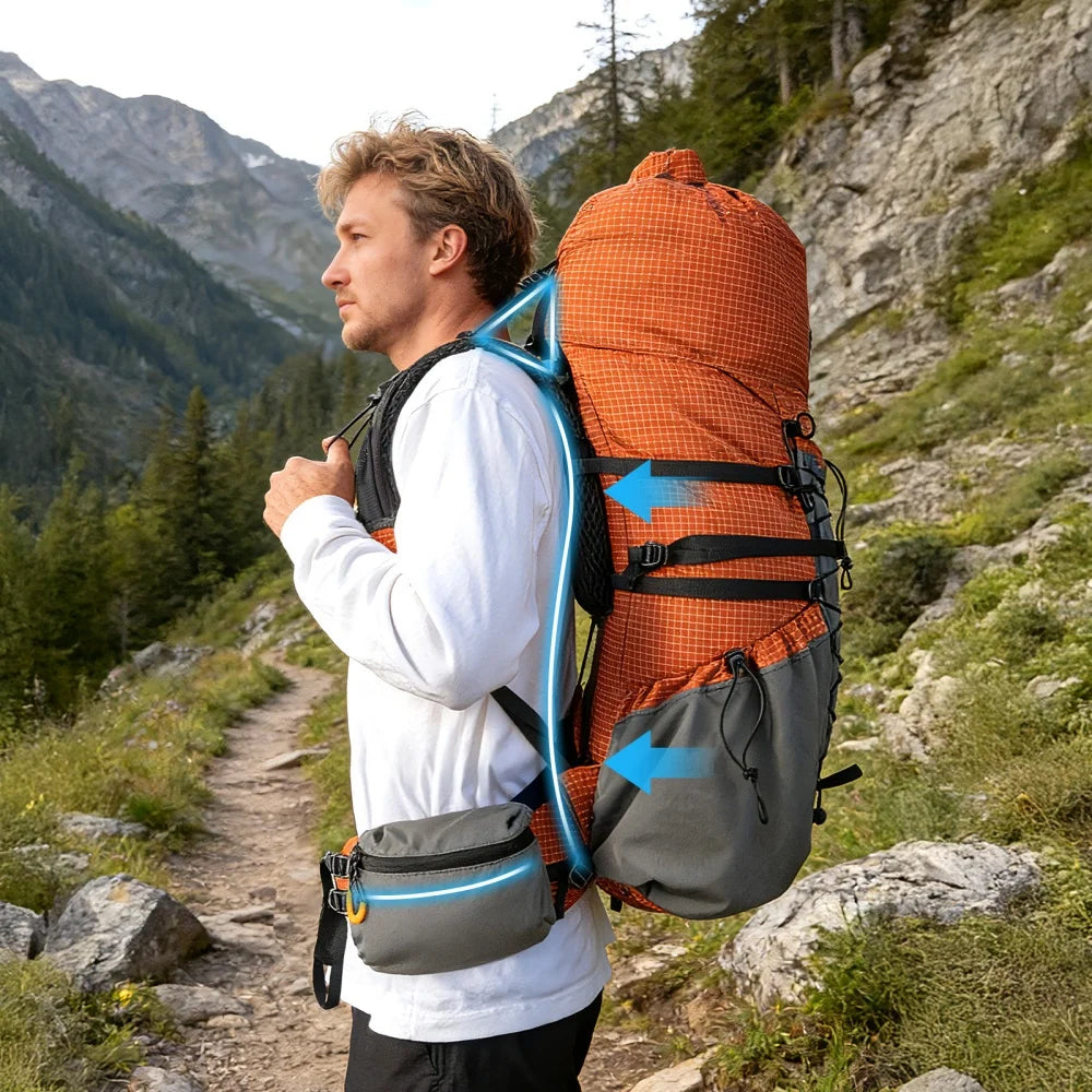 Night Cat Internal Frame Roll Top Hiking Backpack Rain Cover