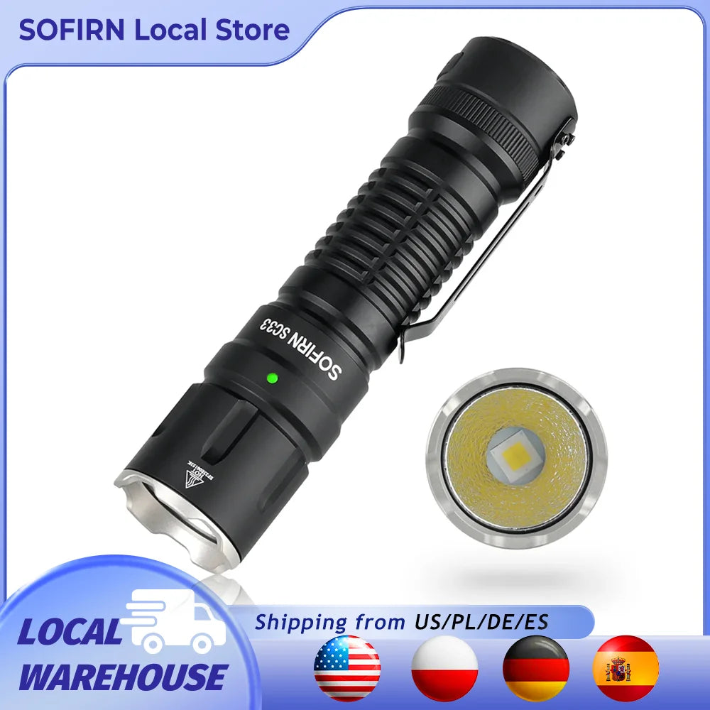 Sofirn SC33 XHP70 LED Tactical Rechargeable Outdoor Flashlight