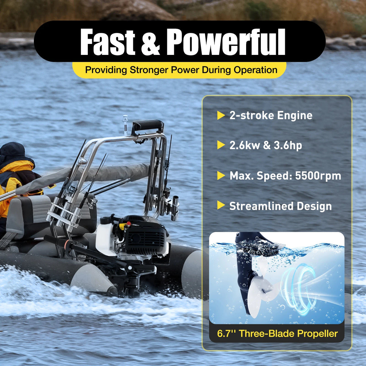 4HP Four Stroke Outboard Motor with CDI Manual Start for Small Boats