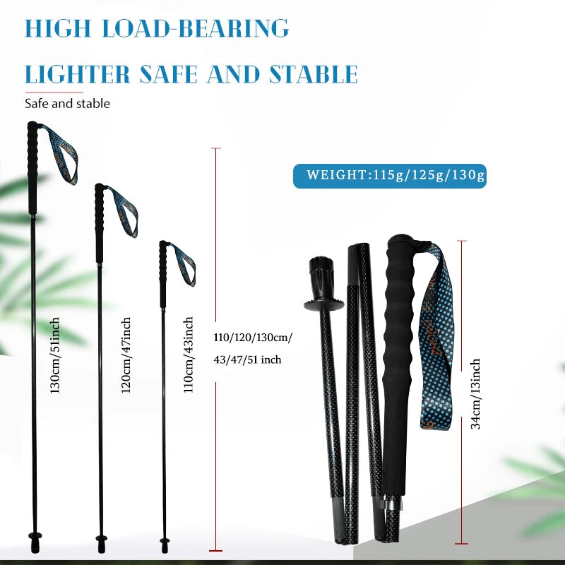 OKHEALING Carbon Fiber Collapsible Trekking Poles For Hiking