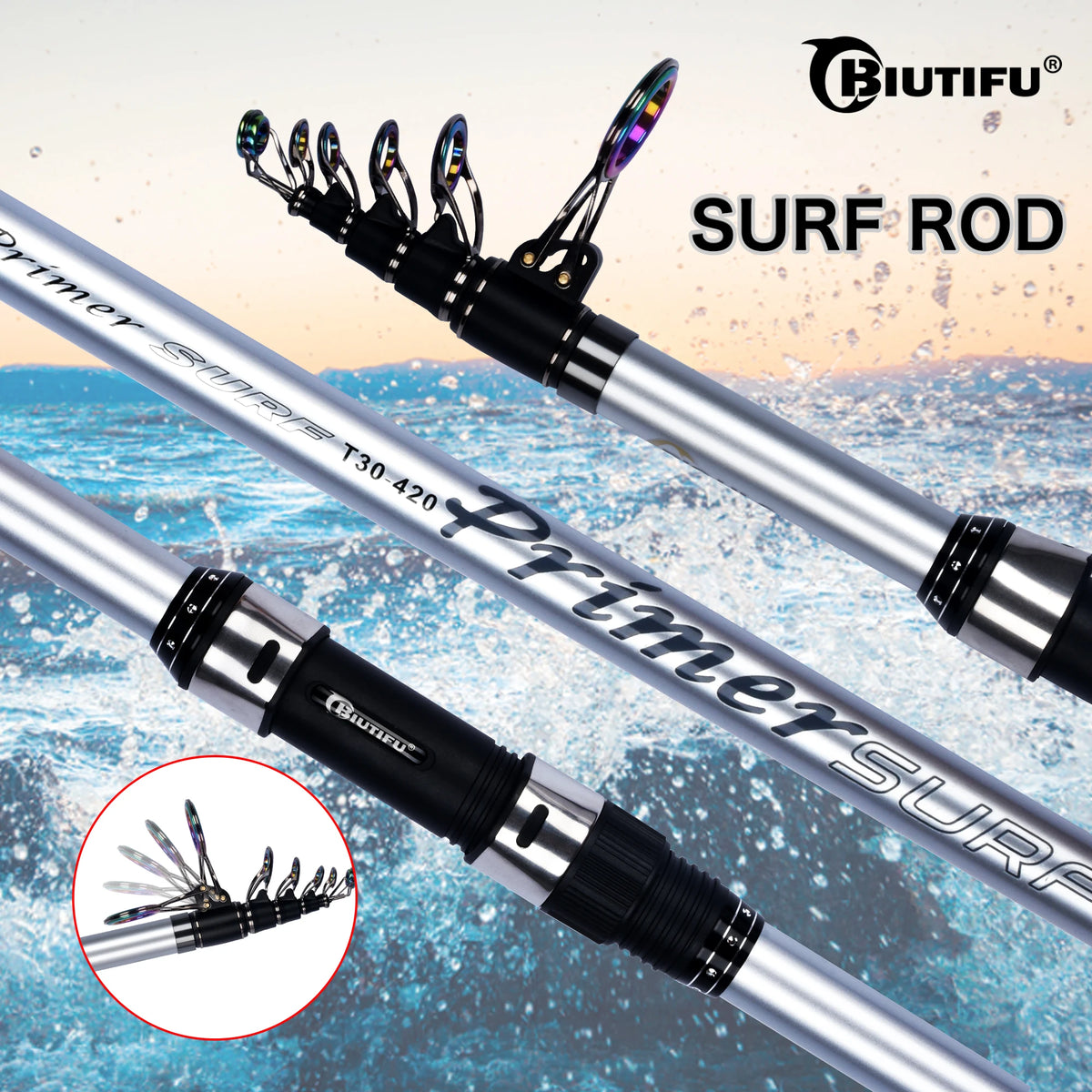 Biutifu Telescopic Surf Fishing Rod For Shore Anglers Fast
