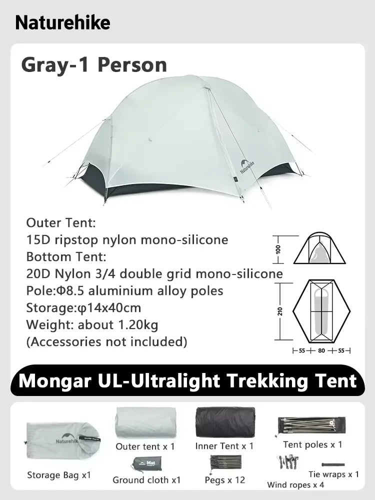 Naturehike Mongar Ultralight Waterproof Backpacking Tent Shelter