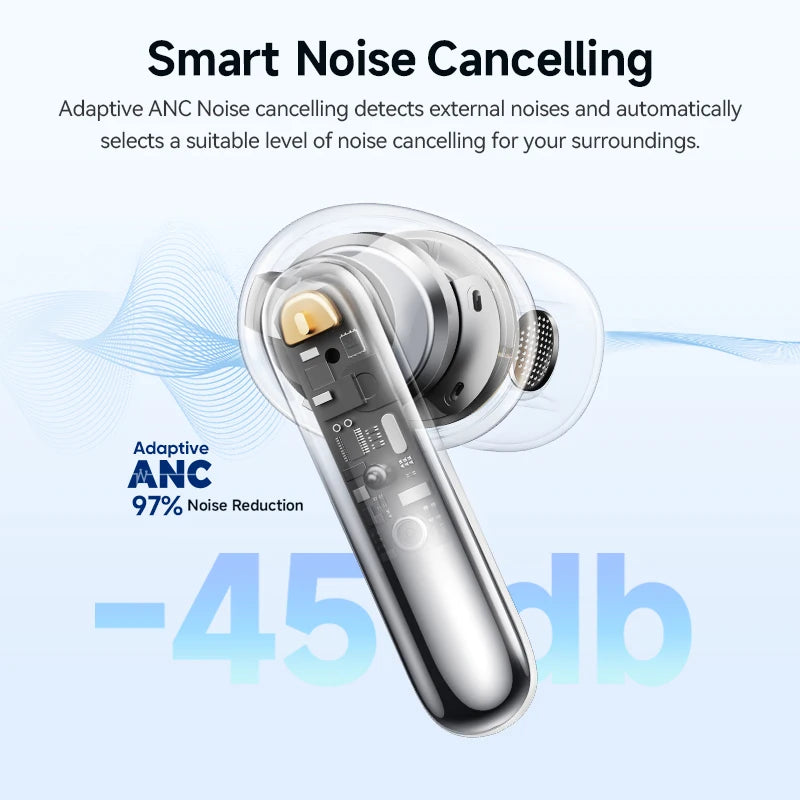 QCY Melobuds N50 ANC Wireless Earphone 4 Modes Active Noise Cancellation Headset AI Clear Call Earbuds Bluetooth 5.4 Headphone