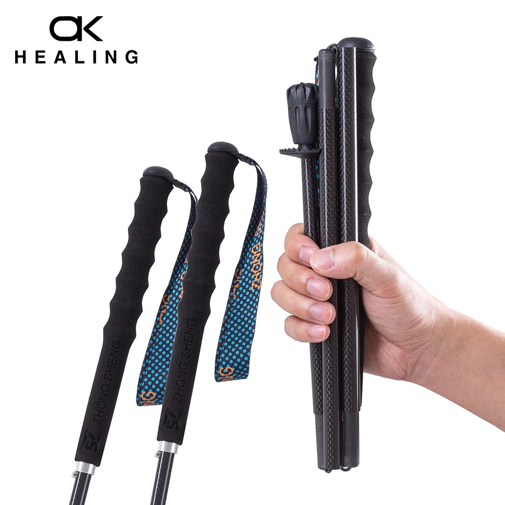 OKHEALING Carbon Fiber Collapsible Trekking Poles For Hiking