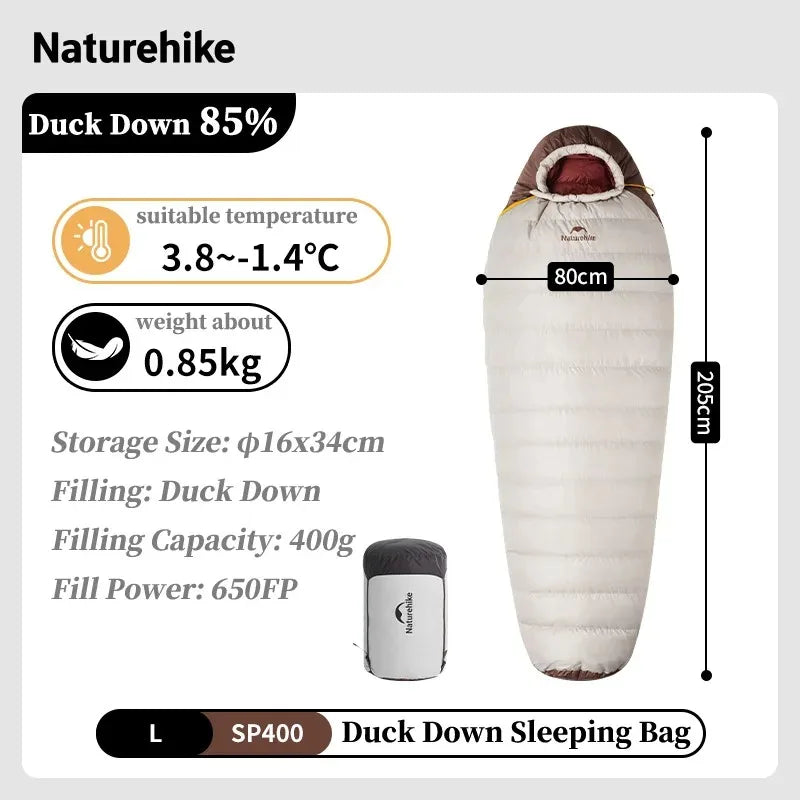 Naturehike Ultralight Duck Down Mummy Sleeping Bag For Camping