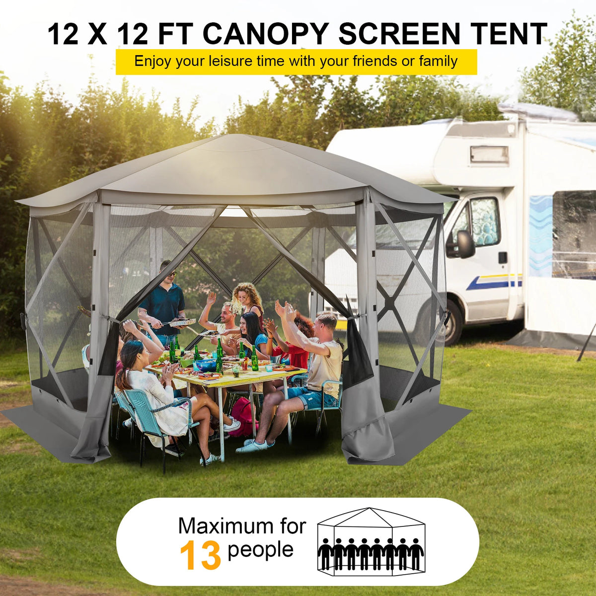 COBIZI Premium Pop Up Gazebo Screen Tent With Removable Roof For Camping