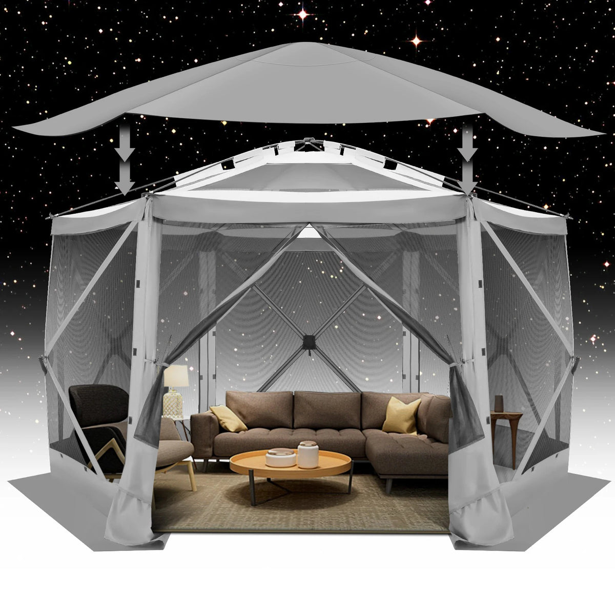 COBIZI Premium Pop Up Gazebo Screen Tent With Removable Roof For Camping