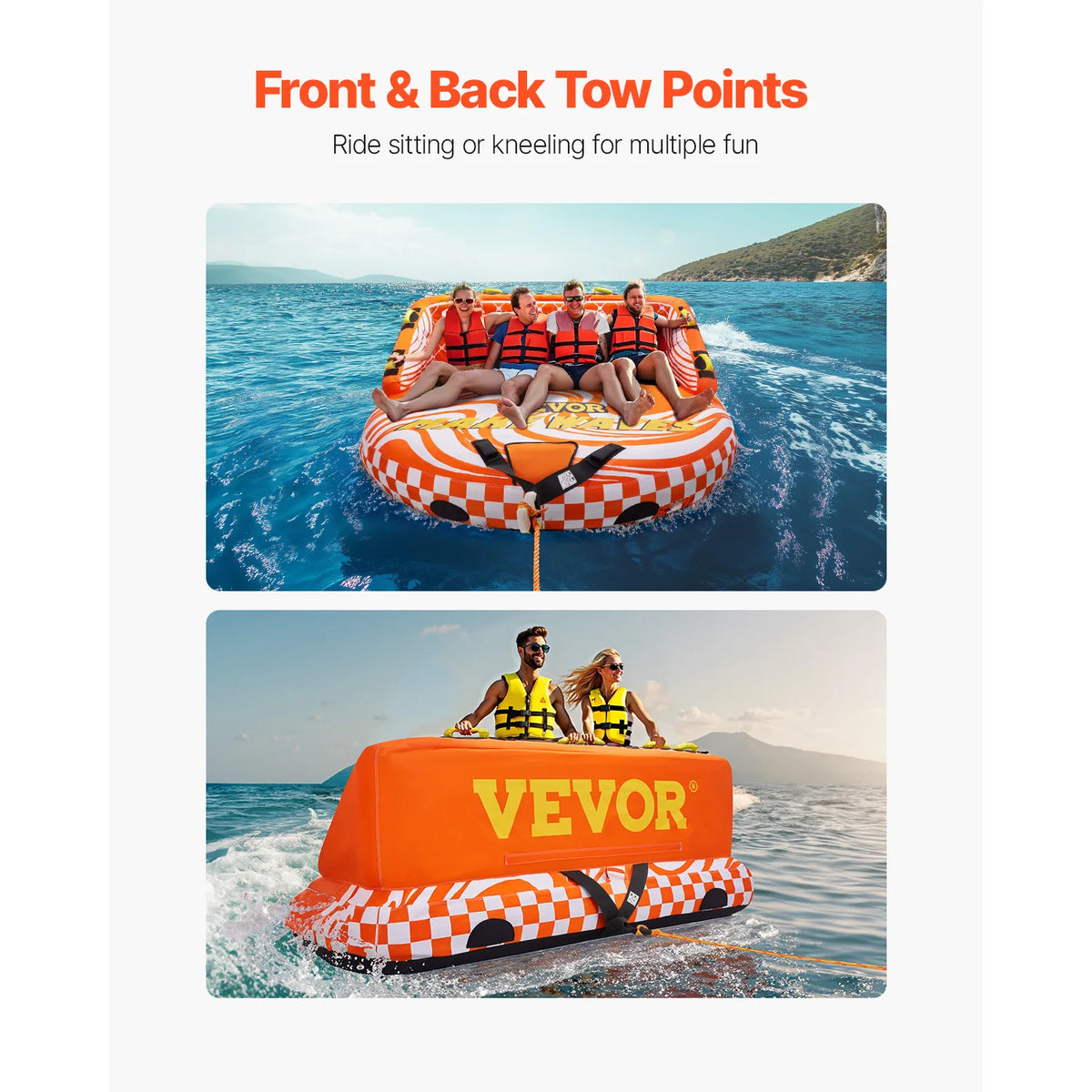 SucceBuy Inflatable Towable Tube For Boating Water Sports Adventures