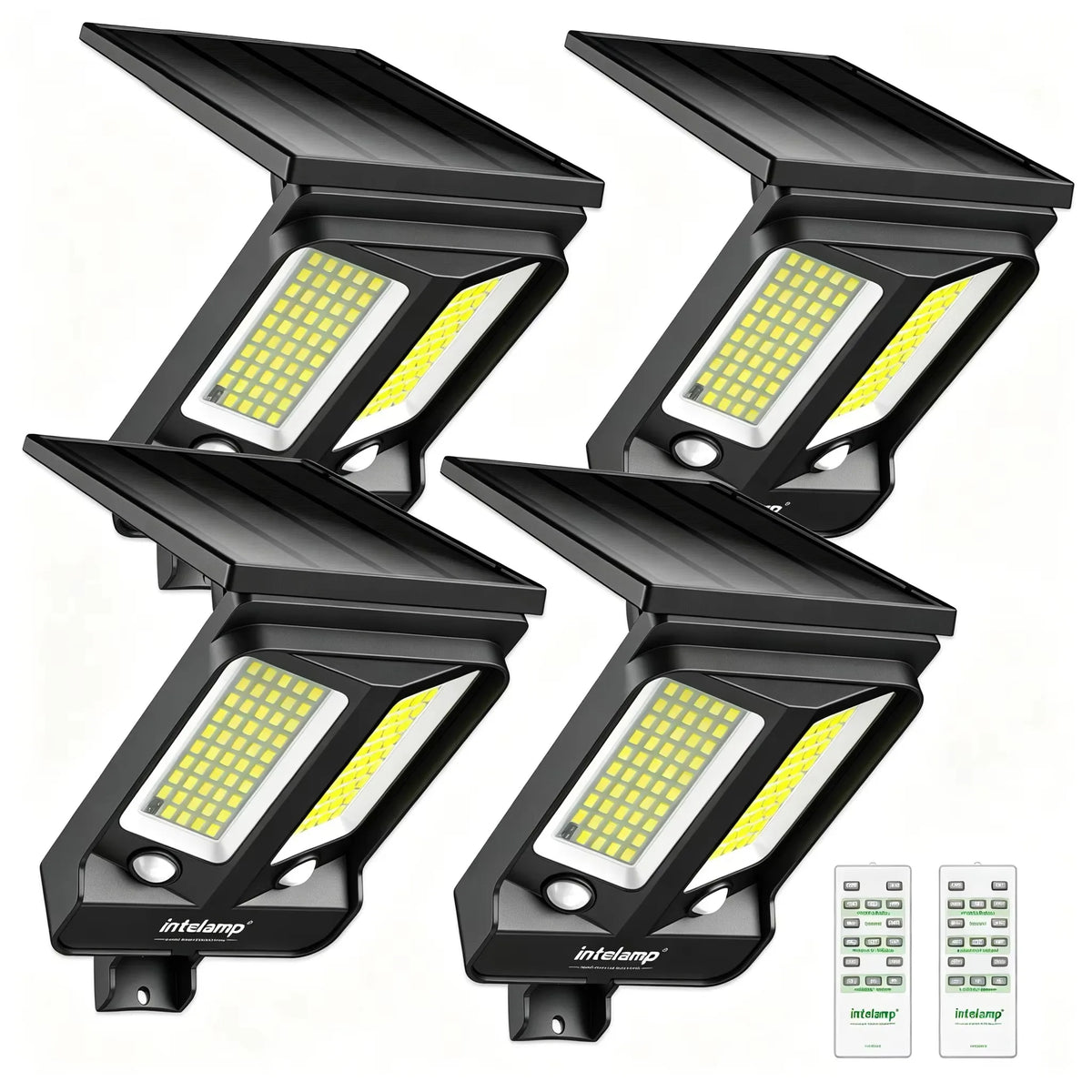 Intelamp Bright Solar Security Flood Light With Dual Motion Sensors For Home