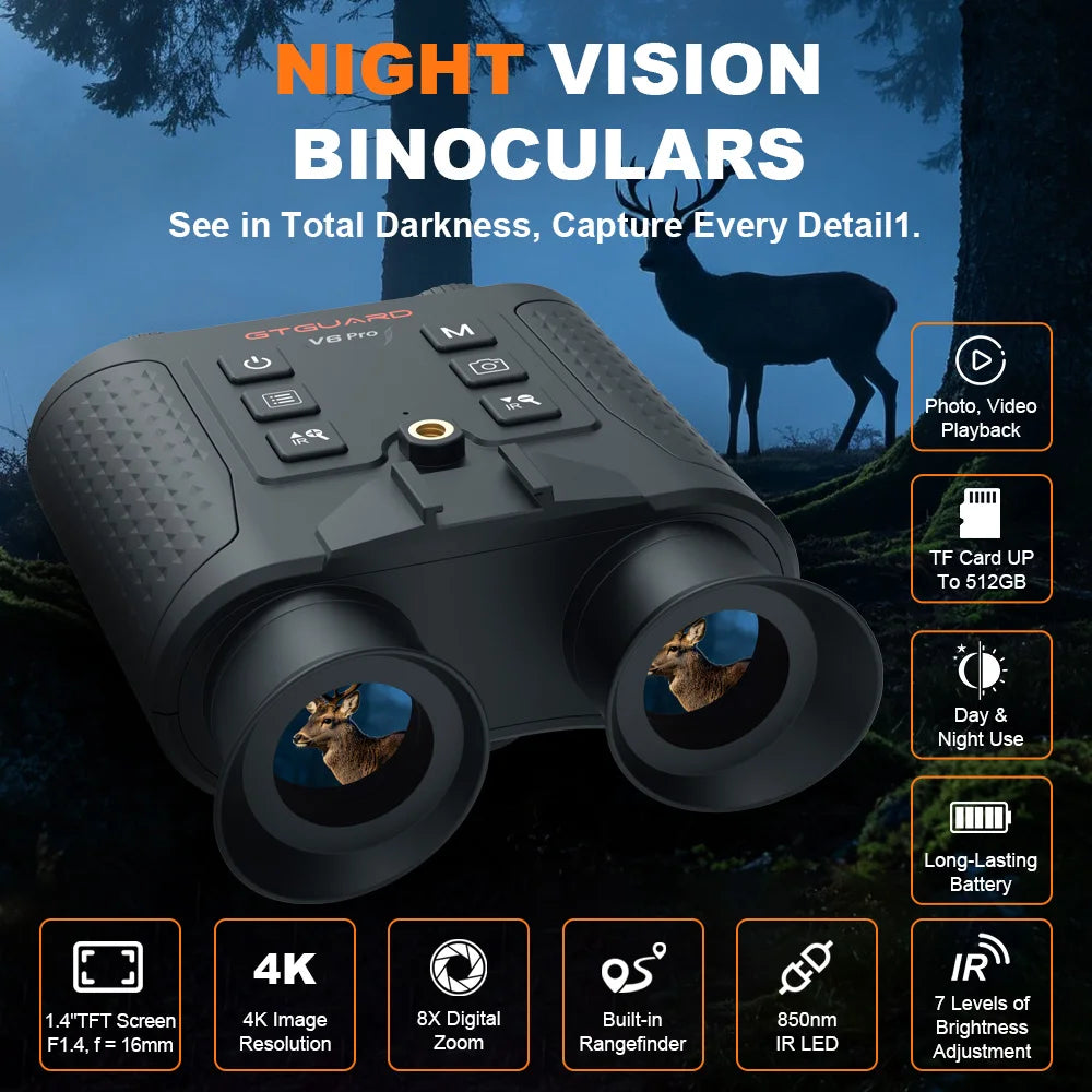 GTmedia V6 Pro Night Vision Binoculars With Laser Rangefinder For Hunting