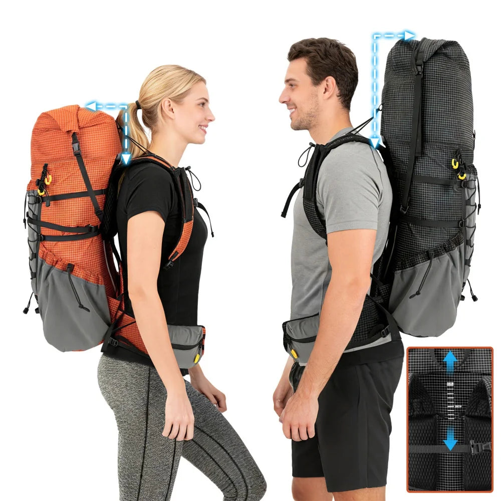 Night Cat Internal Frame Roll Top Hiking Backpack Rain Cover