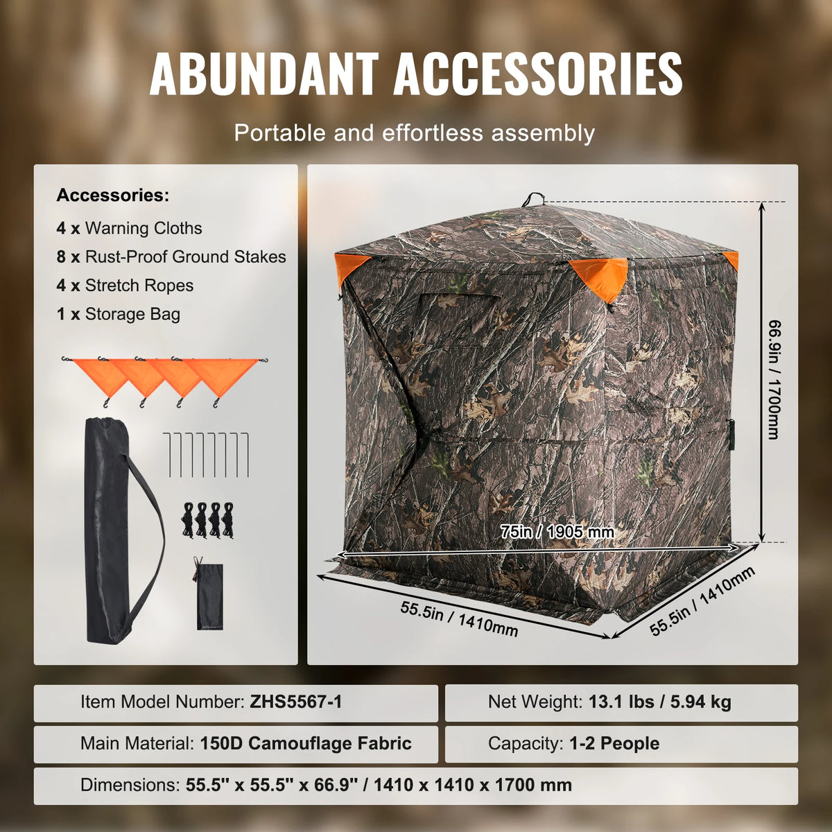 SucceBuy Hunting Blind 270° See Through Ground Blind 1-2 Person for Hunting See Through Mesh for Turkey and Deer Hunting