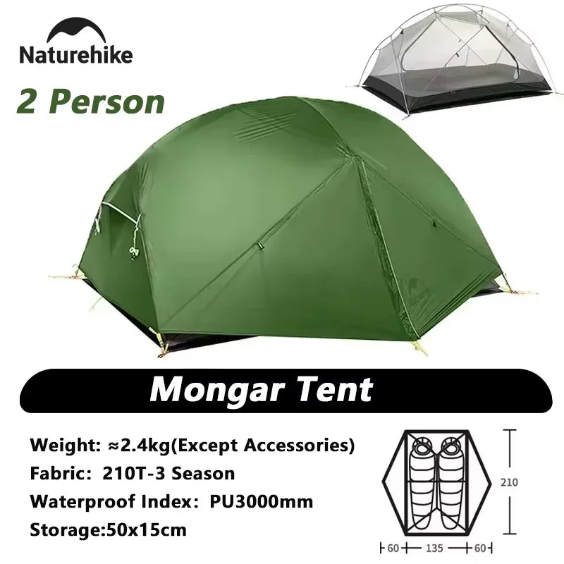 Naturehike Mongar Two Person Tent Ultralight Waterproof Hiking Camp Gear