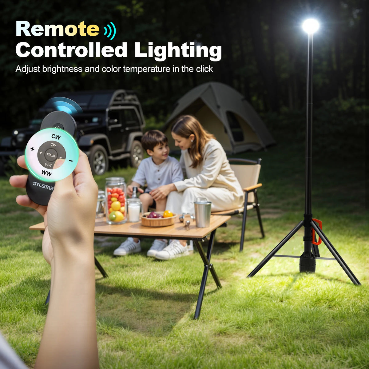 Rechargeable 360 Degree Telescopic LED Work Light With Remote Control