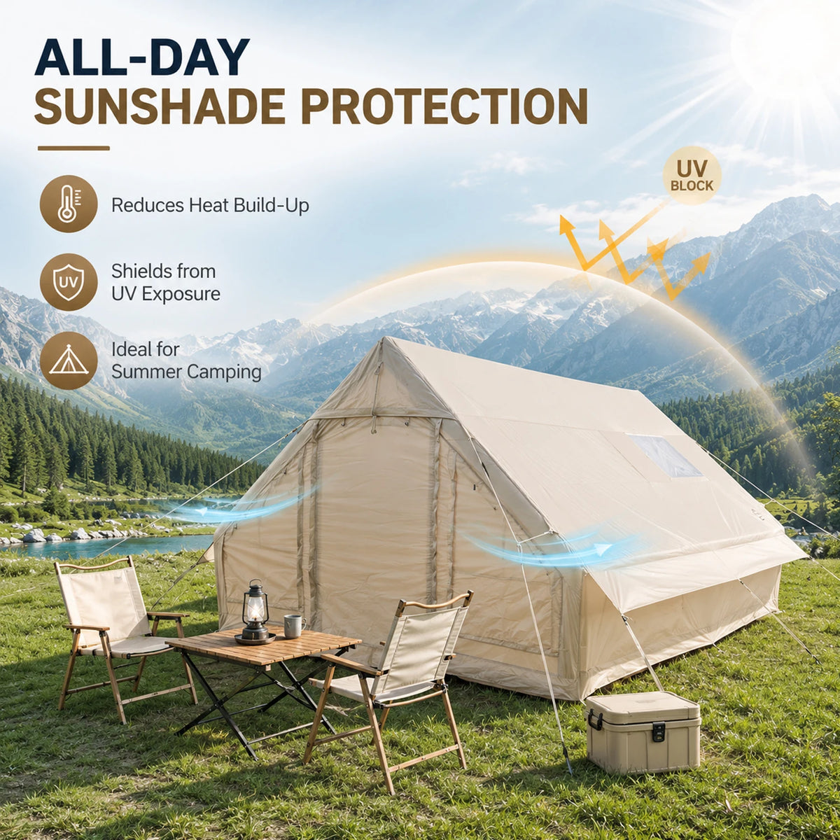 TRIBENEST Inflatable Glamping Tent With Hand Pump And Storage Bag