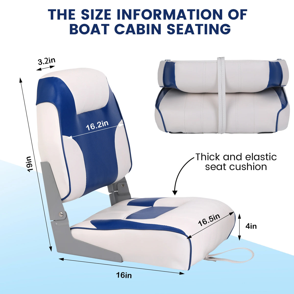 Premium Folding Boat Seat With Thick Padding For Anglers