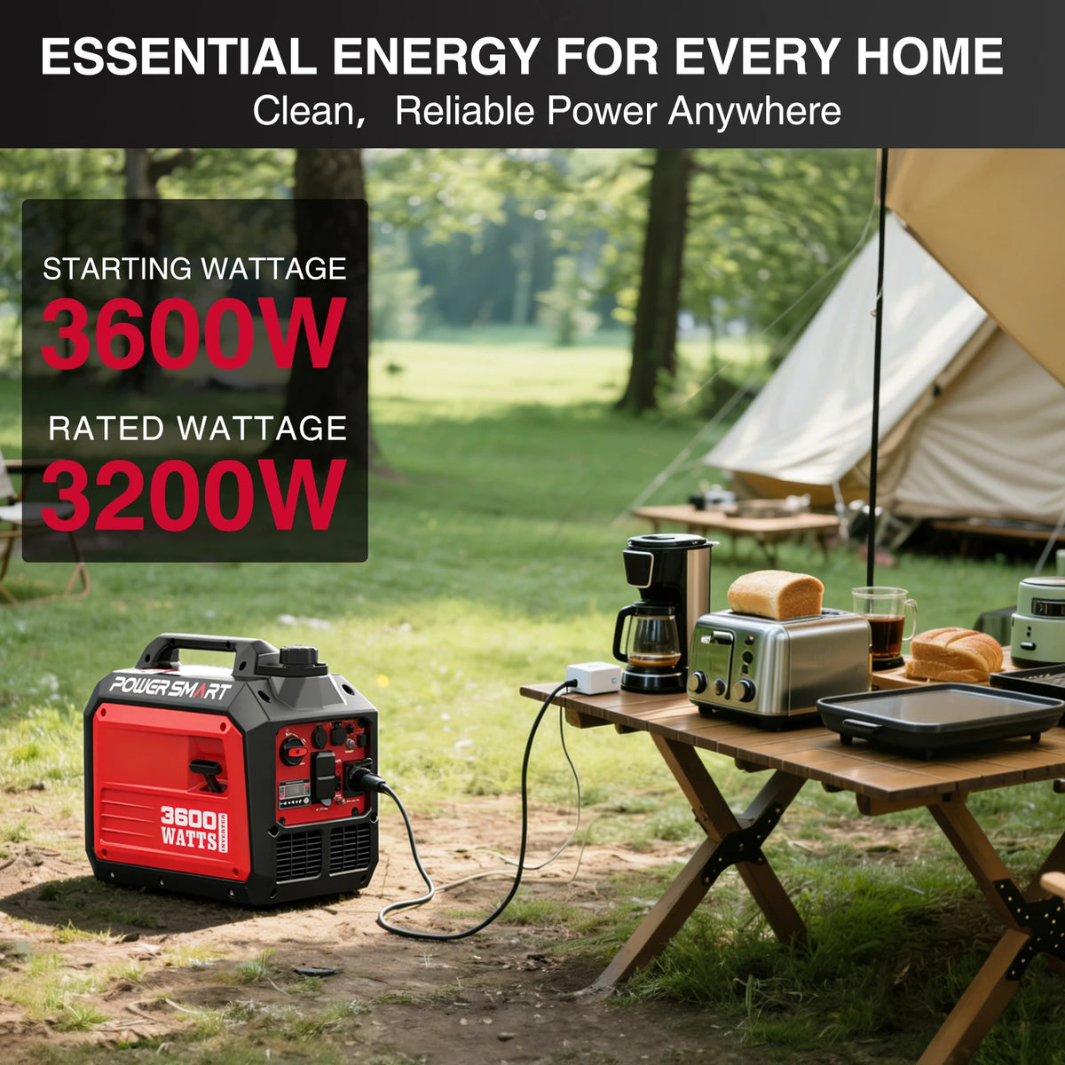 Powersmart 3600 Watt Portable Generator Ultra Quiet RV Home Camping Backup