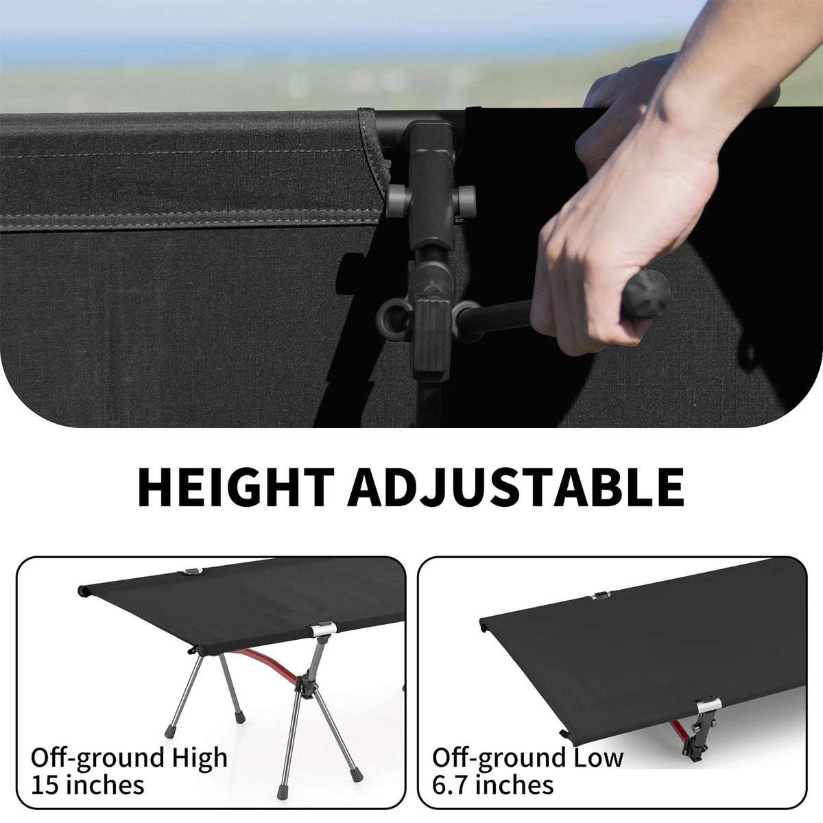 WESTTUNE Portable Folding Camping Bed With Adjustable Height