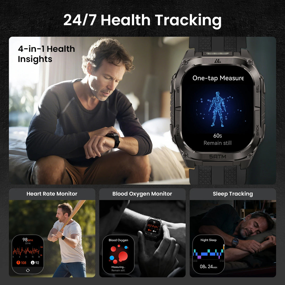 Kospet Tank M4C Rugged GPS Watch For Men 15 Day Battery