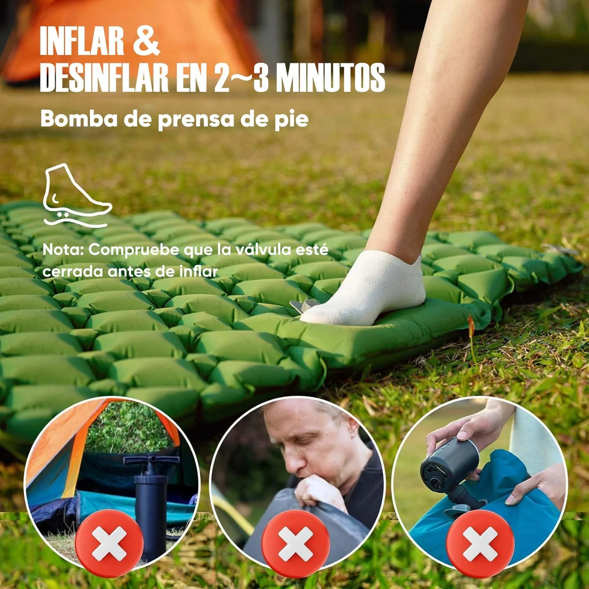 Outdoor Camping Double Inflatable Mattress With Built In Pump