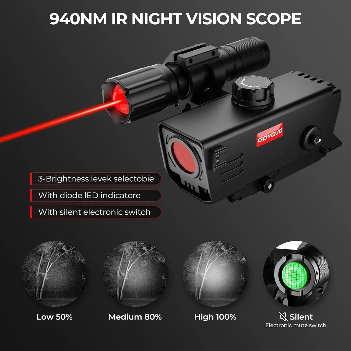 Goyojo Elite Night Vision Scope For Hunters With Audio Video Recording