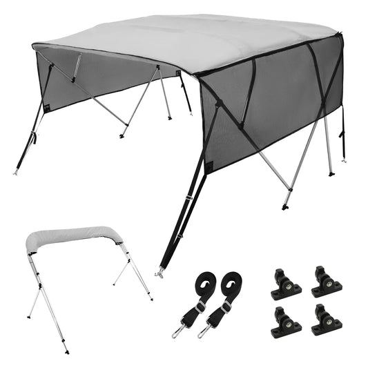 SucceBuy Four Bow Boat Bimini Cover With Removable Mesh Sidewalls