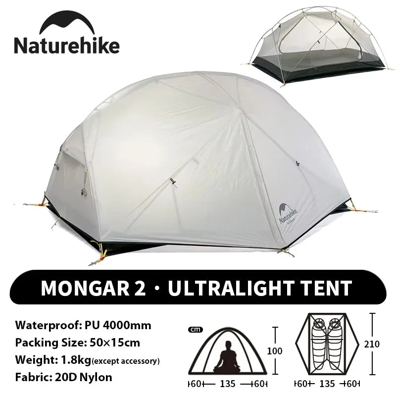 Naturehike Mongar Backpacking Tent Waterproof Ultralight Camping Shelter