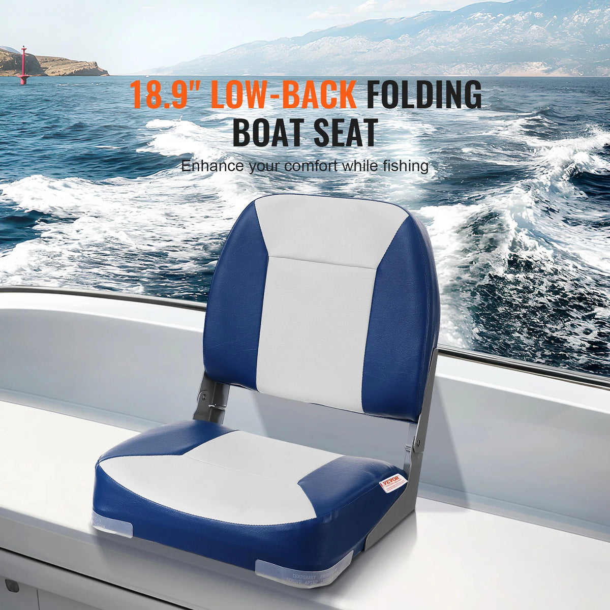 SucceBuy Folding Boat Captain Chair With Thick Cushioned Support