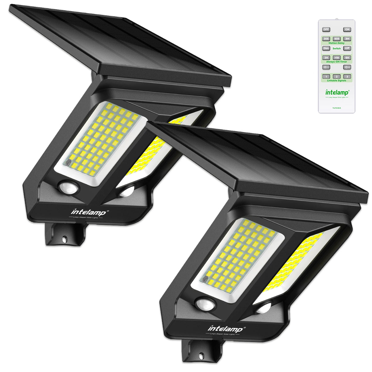 Intelamp Bright Solar Security Flood Light With Dual Motion Sensors For Home