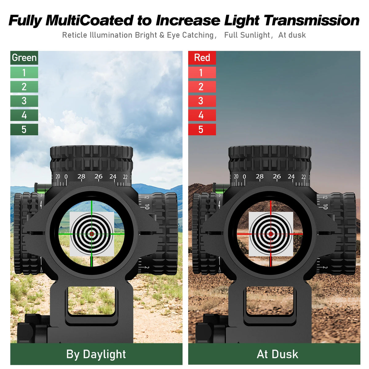 Bestsight Precision 1-5x Illuminated Reticle Hunting Rifle Scope