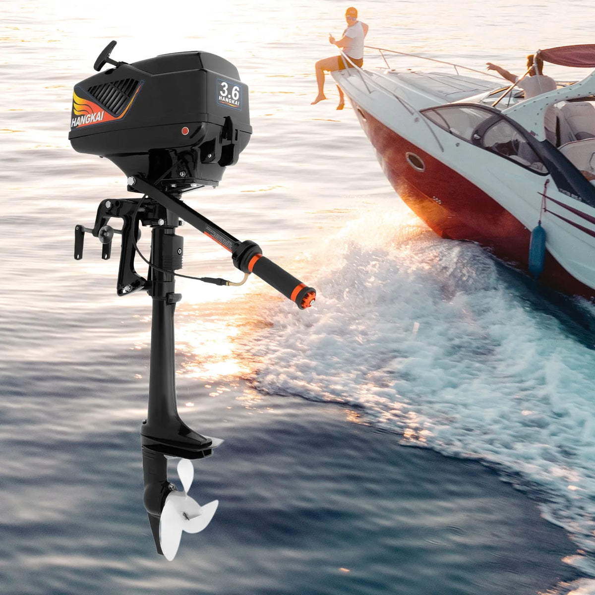 Bymaocar 3.6 HP 2 Stroke Compact Outboard Motor 21.4 Lb For Fishing Boats