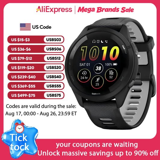 Garmin Forerunner 265 GPS Watch Multi Band Heart Rate SpO2