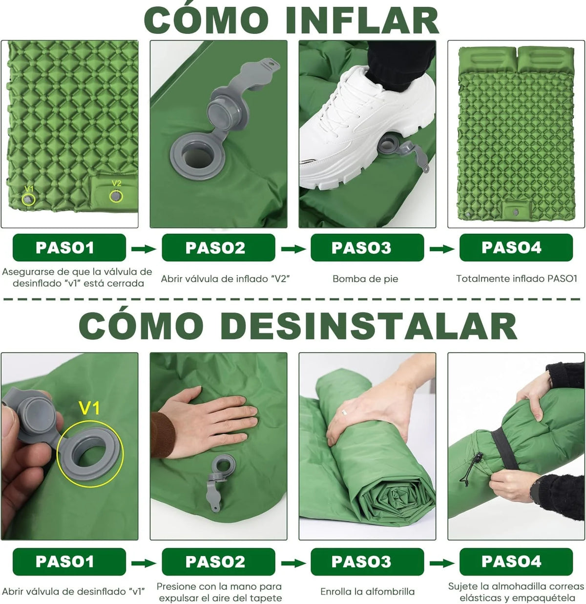 Outdoor Camping Double Inflatable Mattress With Built In Pump